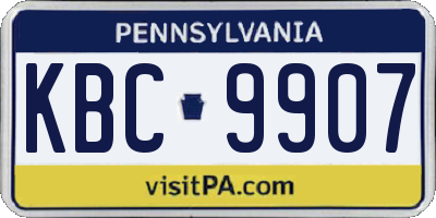 PA license plate KBC9907