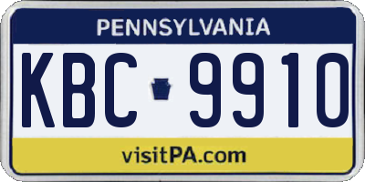 PA license plate KBC9910