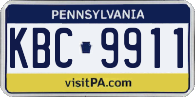 PA license plate KBC9911