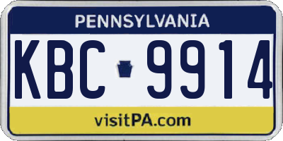 PA license plate KBC9914