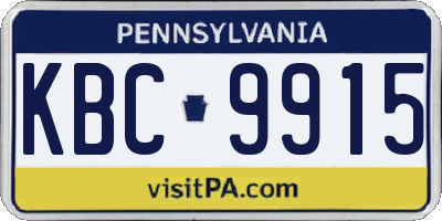 PA license plate KBC9915