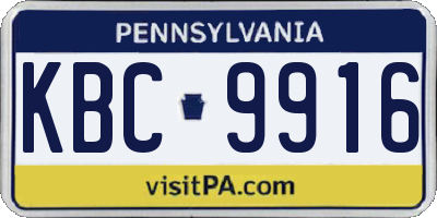 PA license plate KBC9916