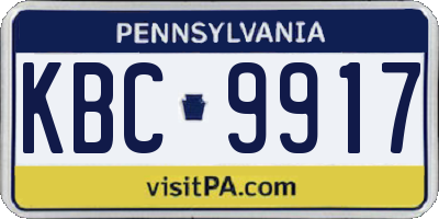PA license plate KBC9917