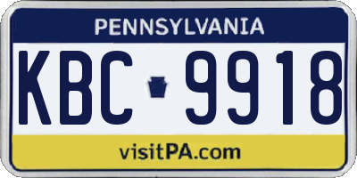 PA license plate KBC9918