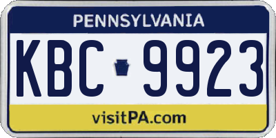 PA license plate KBC9923