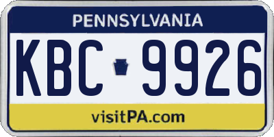 PA license plate KBC9926