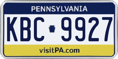 PA license plate KBC9927