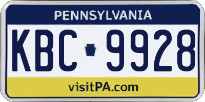 PA license plate KBC9928