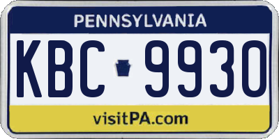 PA license plate KBC9930