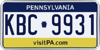 PA license plate KBC9931