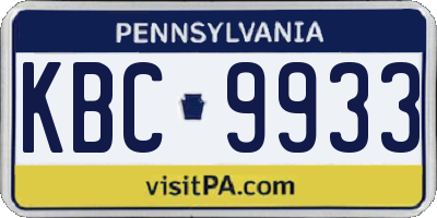 PA license plate KBC9933