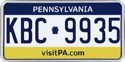 PA license plate KBC9935
