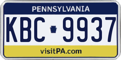 PA license plate KBC9937
