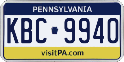 PA license plate KBC9940