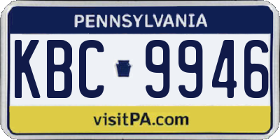 PA license plate KBC9946