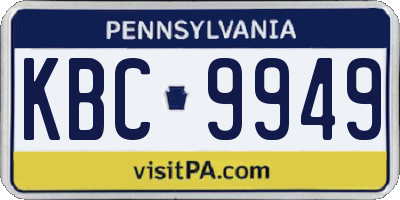 PA license plate KBC9949