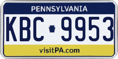 PA license plate KBC9953