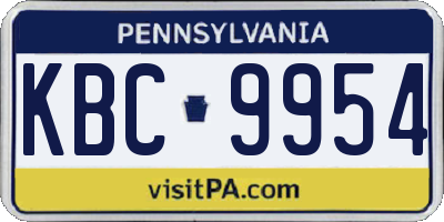 PA license plate KBC9954