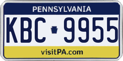 PA license plate KBC9955