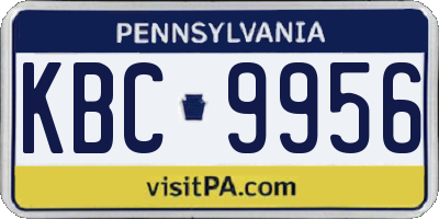 PA license plate KBC9956