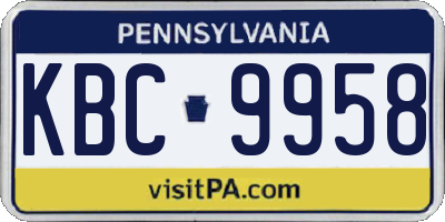 PA license plate KBC9958
