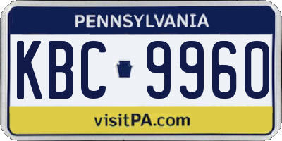 PA license plate KBC9960