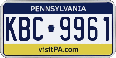 PA license plate KBC9961