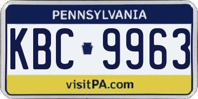 PA license plate KBC9963