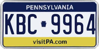 PA license plate KBC9964