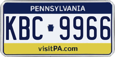 PA license plate KBC9966