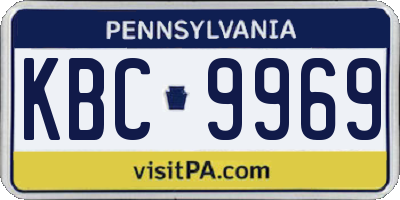 PA license plate KBC9969