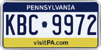 PA license plate KBC9972