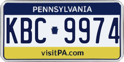 PA license plate KBC9974