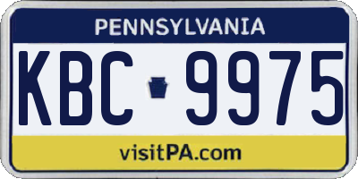 PA license plate KBC9975