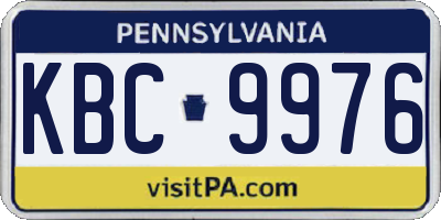PA license plate KBC9976
