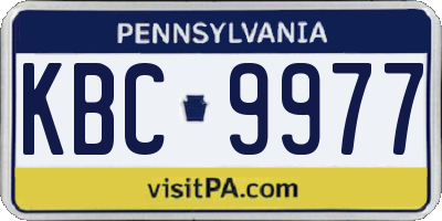 PA license plate KBC9977