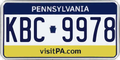 PA license plate KBC9978