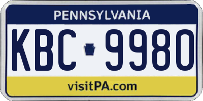 PA license plate KBC9980
