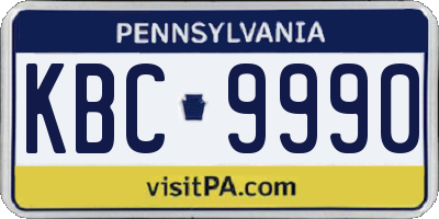 PA license plate KBC9990