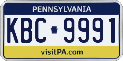 PA license plate KBC9991