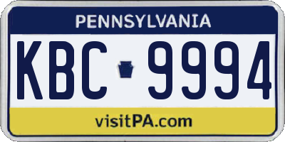 PA license plate KBC9994