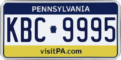 PA license plate KBC9995
