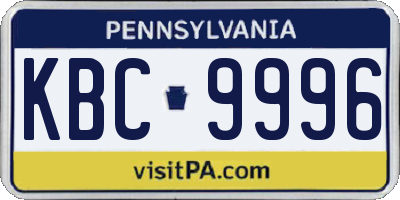 PA license plate KBC9996