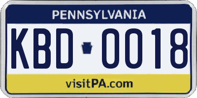 PA license plate KBD0018