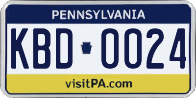 PA license plate KBD0024
