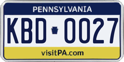 PA license plate KBD0027