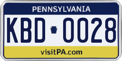 PA license plate KBD0028