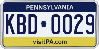 PA license plate KBD0029
