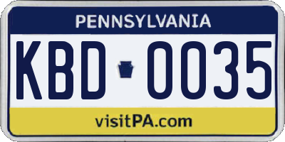 PA license plate KBD0035