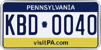 PA license plate KBD0040